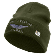 Licensed Army Aviator Veteran Embroidered 12 Inch Long Knitted Beanie - Olive OSFM