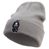 Crossbone Ship Embroidered 12 inch Acrylic Cuffed Long Beanie - Grey OSFM