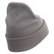 Crossbone Ship Embroidered 12 inch Acrylic Cuffed Long Beanie - Grey OSFM