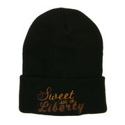 Sweet Land of Liberty Embroidered Long Beanie