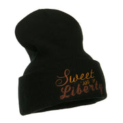 Sweet Land of Liberty Embroidered Long Beanie