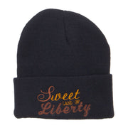 Sweet Land of Liberty Embroidered Long Beanie