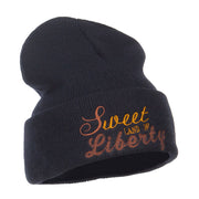 Sweet Land of Liberty Embroidered Long Beanie