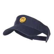 Smile Face Embroidered Cotton Washed Visor