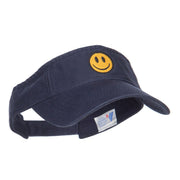 Smile Face Embroidered Cotton Washed Visor