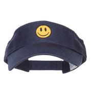 Smile Face Embroidered Cotton Washed Visor