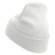 Crossbone Ship Embroidered 12 inch Acrylic Cuffed Long Beanie - White OSFM