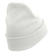 Crossbone Ship Embroidered 12 inch Acrylic Cuffed Long Beanie - White OSFM