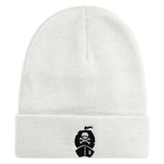 Crossbone Ship Embroidered 12 inch Acrylic Cuffed Long Beanie - White OSFM