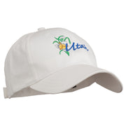 USA State Utah Flower Sego Lily Embroidery Organic Cotton Cap