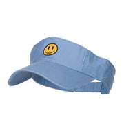 Smile Face Embroidered Cotton Washed Visor