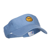 Smile Face Embroidered Cotton Washed Visor