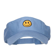 Smile Face Embroidered Cotton Washed Visor