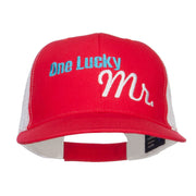 One Lucky Mr Embroidered Cotton Mesh Cap