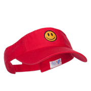 Smile Face Embroidered Cotton Washed Visor