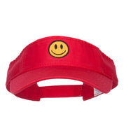 Smile Face Embroidered Cotton Washed Visor