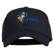 USA State Utah Flower Sego Lily Embroidery Organic Cotton Cap