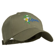 USA State Utah Flower Sego Lily Embroidery Organic Cotton Cap