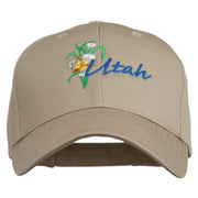 USA State Utah Flower Sego Lily Embroidery Organic Cotton Cap