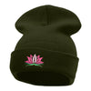 Spiritual Lotus Motif Embroidered Long Knitted Beanie