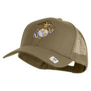 US Marine Corps Emblem Embroidered Solid Cotton Twill Mesh Prostyle Cap - Khaki OSFM