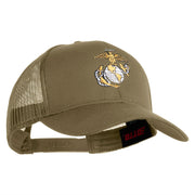 US Marine Corps Emblem Embroidered Solid Cotton Twill Mesh Prostyle Cap - Khaki OSFM