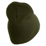 Veterinary Corps Symbol Embroidered 8 Inch Solid Knit Short Beanie Made in USA - Olive OSFM