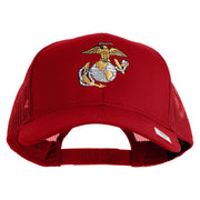 US Marine Corps Emblem Embroidered Solid Cotton Twill Mesh Prostyle Cap - Red OSFM