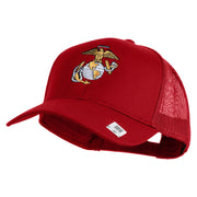US Marine Corps Emblem Embroidered Solid Cotton Twill Mesh Prostyle Cap - Red OSFM