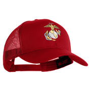 US Marine Corps Emblem Embroidered Solid Cotton Twill Mesh Prostyle Cap - Red OSFM