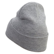 The Cardinal Direction Embroidered 12 Inch Long Knitted Beanie - Heather-Charcoal OSFM