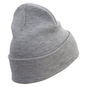 The Cardinal Direction Embroidered 12 Inch Long Knitted Beanie - Heather-Charcoal OSFM