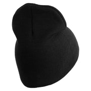 Veterinary Corps Symbol Embroidered 8 Inch Solid Knit Short Beanie Made in USA - Black OSFM