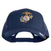 US Marine Corps Emblem Embroidered Solid Cotton Twill Mesh Prostyle Cap - Navy OSFM