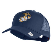 US Marine Corps Emblem Embroidered Solid Cotton Twill Mesh Prostyle Cap - Navy OSFM