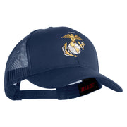 US Marine Corps Emblem Embroidered Solid Cotton Twill Mesh Prostyle Cap - Navy OSFM