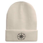 The Cardinal Direction Embroidered 12 Inch Long Knitted Beanie - Birch OSFM