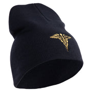 Veterinary Corps Symbol Embroidered 8 Inch Solid Knit Short Beanie Made in USA - Navy OSFM