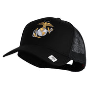 US Marine Corps Emblem Embroidered Solid Cotton Twill Mesh Prostyle Cap - Black OSFM