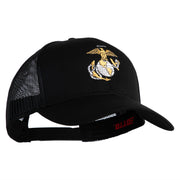 US Marine Corps Emblem Embroidered Solid Cotton Twill Mesh Prostyle Cap - Black OSFM