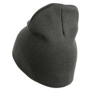 Veterinary Corps Symbol Embroidered 8 Inch Solid Knit Short Beanie Made in USA - Charcoal OSFM