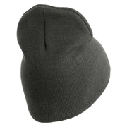 Veterinary Corps Symbol Embroidered 8 Inch Solid Knit Short Beanie Made in USA - Charcoal OSFM