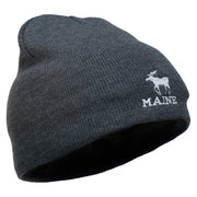 Maine State Moose Embroidered Short Beanie