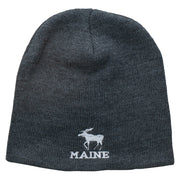 Maine State Moose Embroidered Short Beanie