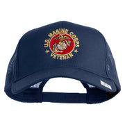 US Marine Corps Veteran Emblem Embroidered Solid Cotton Twill Mesh Prostyle Cap - Navy OSFM