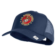 US Marine Corps Veteran Emblem Embroidered Solid Cotton Twill Mesh Prostyle Cap - Navy OSFM
