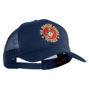 US Marine Corps Veteran Emblem Embroidered Solid Cotton Twill Mesh Prostyle Cap - Navy OSFM