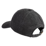 Simple Bearded Dragon Embroidered Washed Solid Pigment Dyed Cotton Twill Brass Buckle Cap - Black OSFM