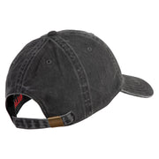 Simple Bearded Dragon Embroidered Washed Solid Pigment Dyed Cotton Twill Brass Buckle Cap - Black OSFM
