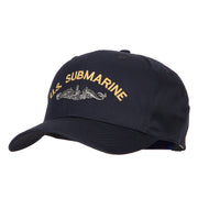 US Submarine Logo Embroidered Solid Cotton Pro Style Cap